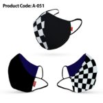 Black Checkered Face Mask For Adults